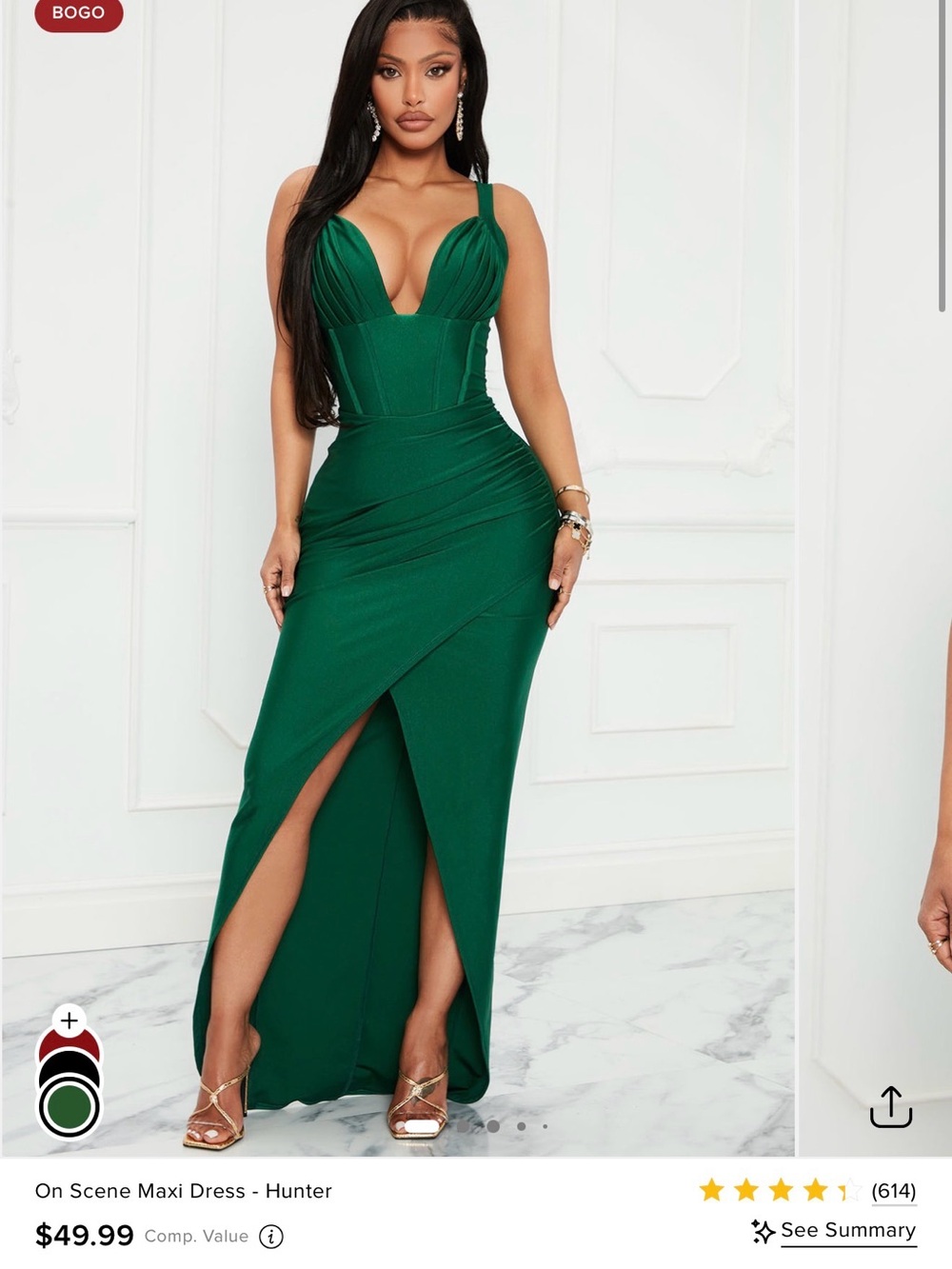 Fashion Nova Hunter Green On Scene Maxi Dress